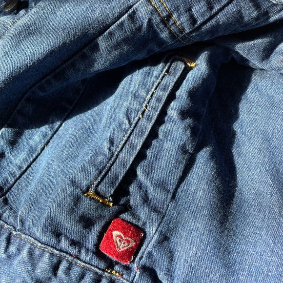 Roxy X Quiksilver Collaboration Classic Blue Denim Jean Jacket! Women XL - Picture 8 of 12